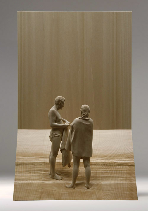 Sculptures en bois réalistes par Peter Demetz