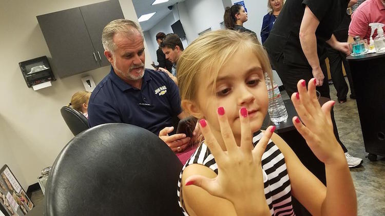 Daughter Manicure Done By Father